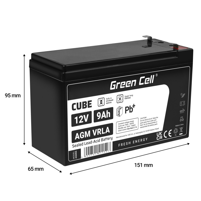 Green Cell (AGM06) baterija AGM 12V/9Ah