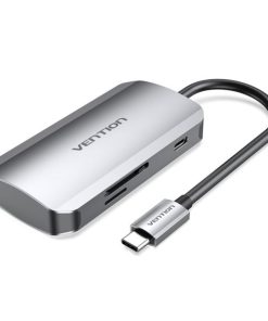 Vention USB-C to USB3.0x3 SD TF PD Hub 0.15M Gray