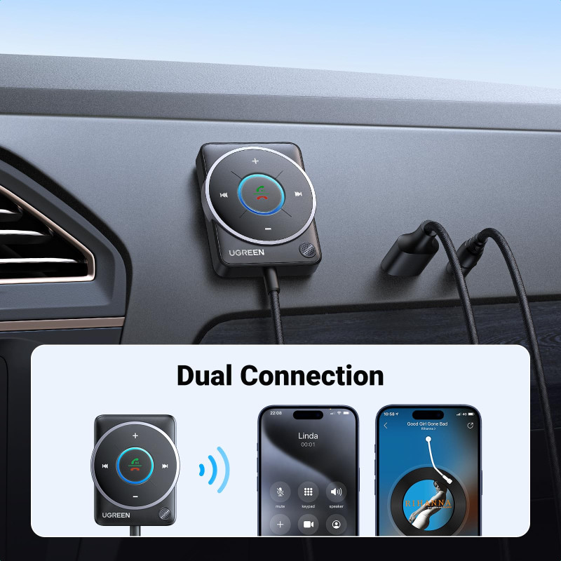 UGREEN bežični Audio receiver, Bluetooth, USB, 3.5mm, crni