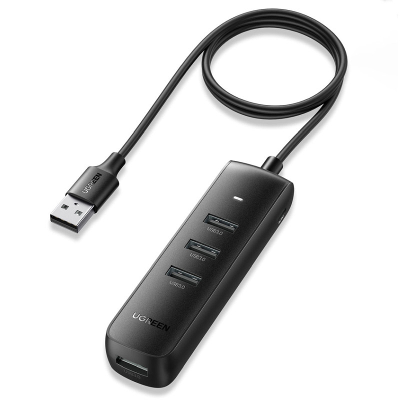 UGREEN 4-portni USB-A HUB 4×USB-A 3.0, 1.0m, crni