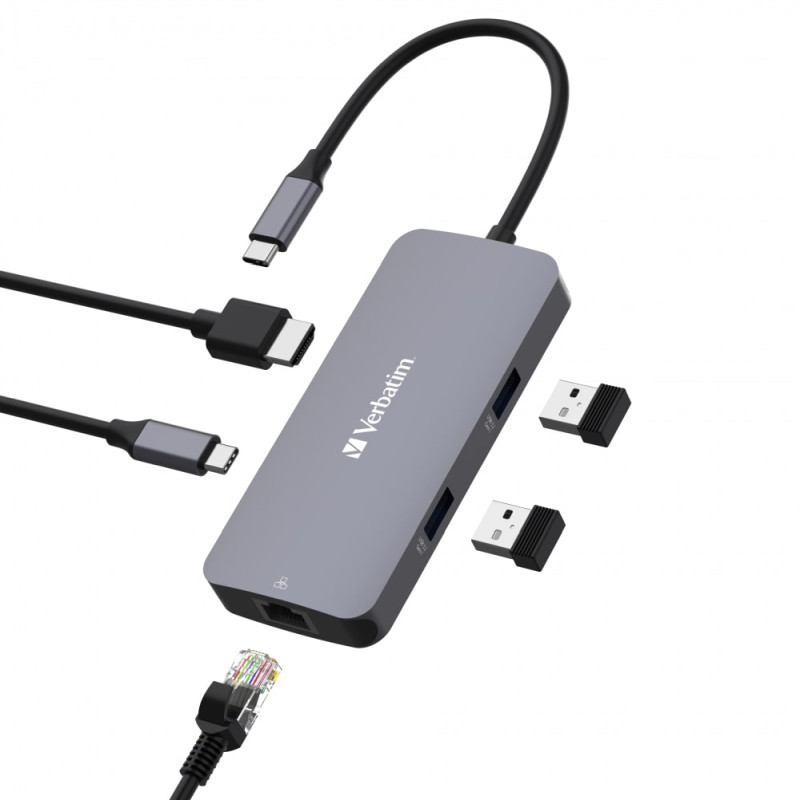 Verbatim CMH-05 Pro Multiport 5-portni USB-C HUB: 1xHDMI, 1xRJ45, 2xUSB-A, 1xUSB-C PD