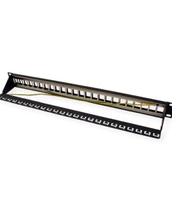Roline 24-portni Patch Panel (prazni) 19" Keystone STP Cat.5/6/6a/Class E, crni