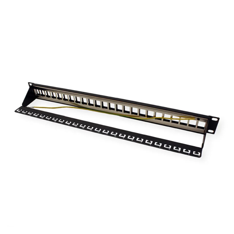 Roline 24-portni Patch Panel (prazni) 19" Keystone STP Cat.5/6/6a/Class E, crni