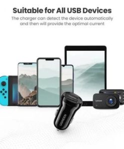 UGREEN auto punjač 24W, 2×USB-A, crni