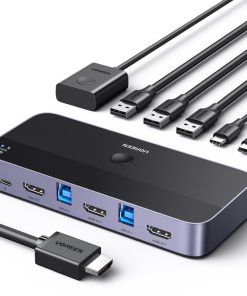 UGREEN CM664 KWM Switch, 3×HDMI 2.0 (4K@60Hz), 2×USB-C, 3× USB-A, 2×USB-B