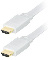 Transmedia High Speed HDMI-cable with Ethernet, Flat cable, 2m White