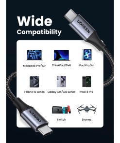 UGREEN USB-C (M) na USB-C (M) 240W, pleteni kabel MFi, 2.0m