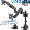 Transmedia Full-Motion Desk Bracket for 2 Flat Screens