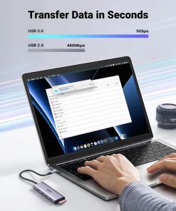 UGREEN 6-portni USB-C HUB 3xUSB-A 3.0, 1xHDMI 4K 60Hz, 1xSD, 1xTF, sivi