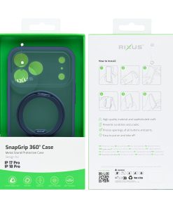 Rixus SnapGrip 360 Case For Apple iPhone 17 Pro, 18 Pro Blue