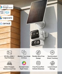 TP-Link Tapo C675D kamera + Tapo A202 Solar panel, 4K/8MP (3840x2160), 10000mAh punjiva li-lon bater, microSD, 6×Spotlights, detekcija pokreta, IP65, Dual Lens/Telephoto, Wi-Fi/Tapo app