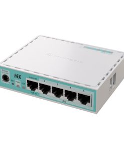 Mikrotik hEX refresh, 950 MHz CPU, 512MB RAM, 5×LAN, USB-A, POE support, RouterOSv7, metalno kućište, PSU