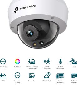 TP-Link vanjska IP Dome Full color HD kamera, H.265+ video, 4MP, 2.8mm leća, RJ45, PoE, microSD, Night Vision, detekcija pokreta, vodootporna IK10/IP67, VIGI app