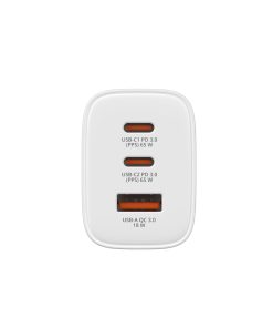 Verbatim GaN Essentials zidni punjač 65W, 2× USB-C i 1× USB-A, bijeli