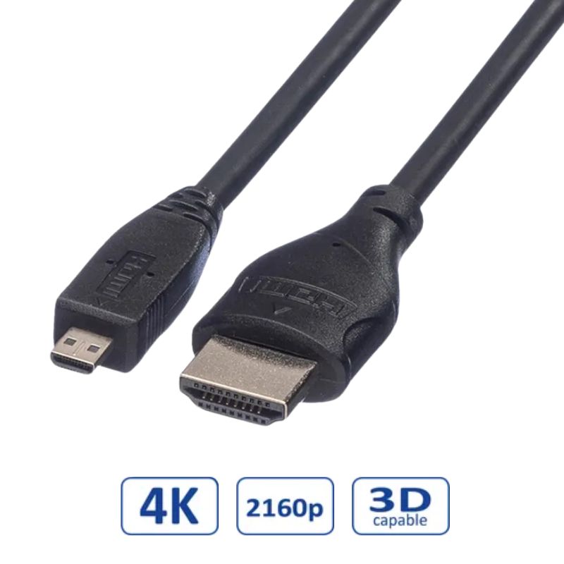 Roline HDMI kabel sa mrežom, TIP A (M) - TIP D (M) (micro), 2.0m