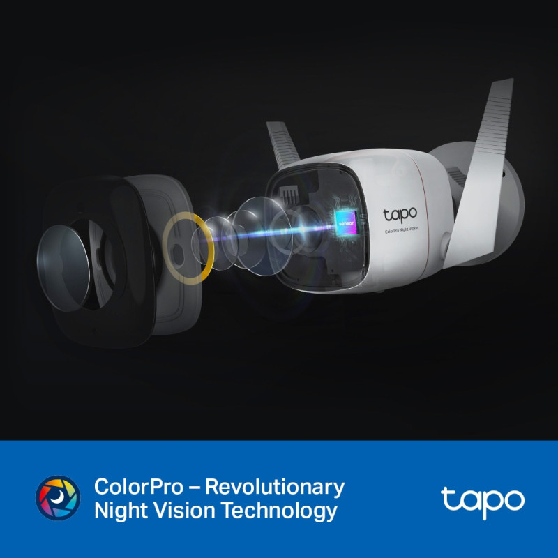 TP-Link Tapo C325WB ColorPro kamera 2K QHD 4MP, H.264, Color-Pro Night Vision, microSD, 2×Spotlights, dvosmjerni audio, detekcija pokreta, vodootporna IP66, Wi-Fi, Tapo app