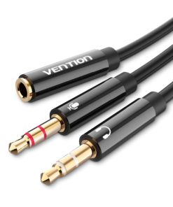 Vention 2x 3.5mm Male to 4 Pole 3.5mm Female Audio Cable 0.3M Black ABS Type