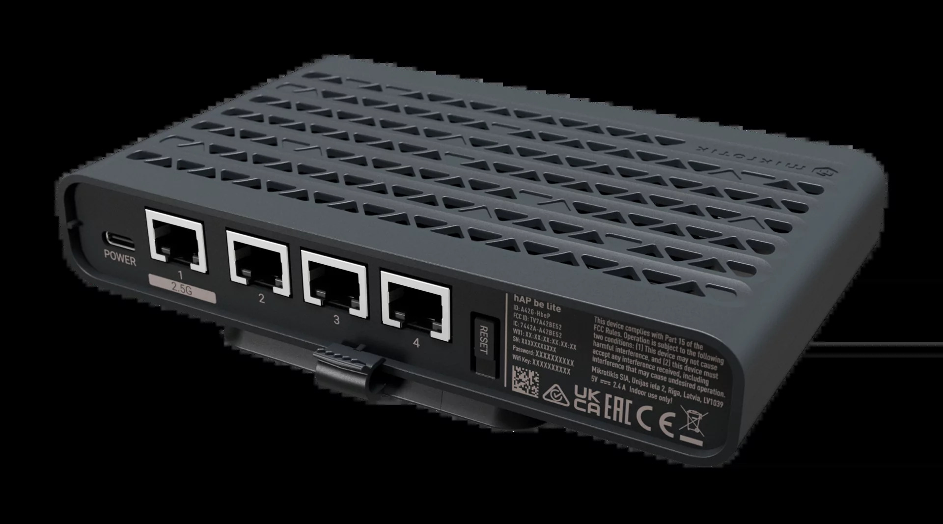 MikroTik hAP be lite (A42G-HbeP) (2026) Wi-Fi 7 Ruter, 3x 10/100/1000 Ethernet, 2.5G Ethernet, Dual-Band, 512MB RAM, 2xUSB-A, USB-C, metalno kućište, ARM