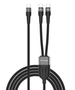 Verbatim Sync & Charge DUAL kabel USB-C na dupli USB-C, M/M, 100W PD3.0, PPS, QC2.0 i QC3.0, crni, 1.5m