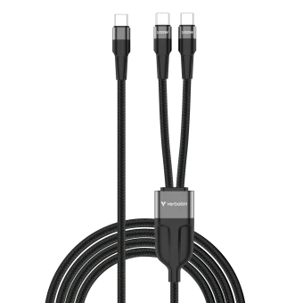Verbatim Sync & Charge DUAL kabel USB-C na dupli USB-C, M/M, 100W PD3.0, PPS, QC2.0 i QC3.0, crni, 1.5m