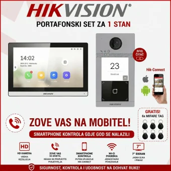 HIKVISION PORTAFONSKI SET ZA 1 STAN S VIDEO JEDINICOM HIK-PORTAFON1-SET DS-KIS604-S