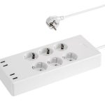 Transmedia Smart 6-way power strip with 4 USB charging ports (max. 5V 4A)