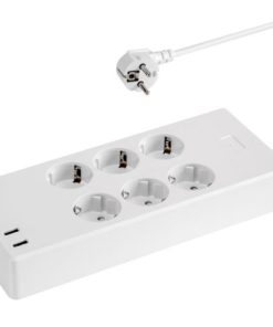 Transmedia Smart 6-way power strip with 4 USB charging ports (max. 5V 4A)