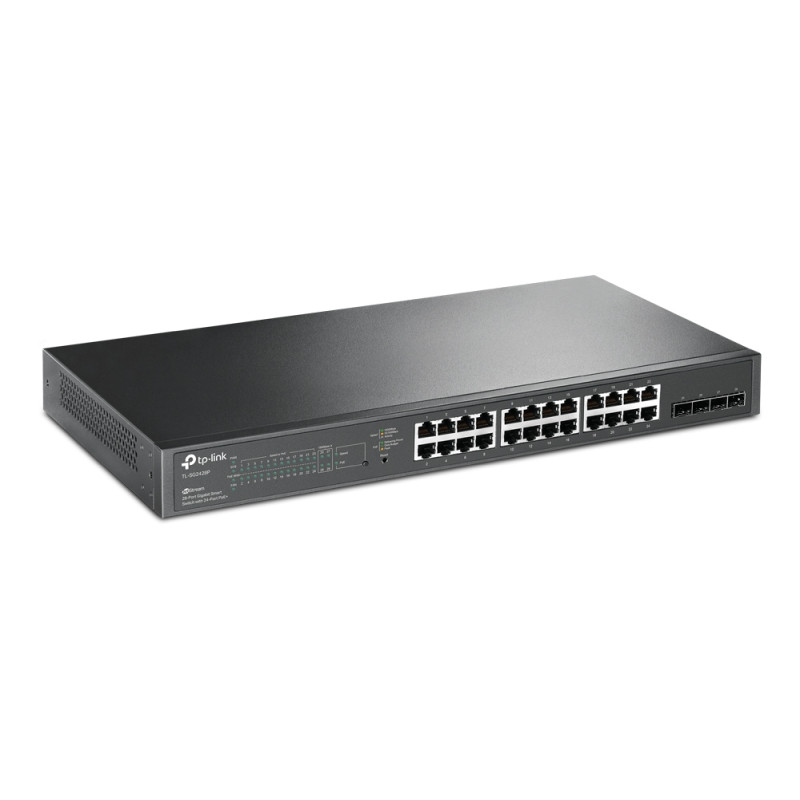 TP-Link Omada JetStream 24-port Gigabit L2 PoE+ Smart preklopnik (Switch), 24×10/100/1000M RJ45 port, 4×Gbit SFP, 802.3at/af, 19" 1U rack mount (250W)