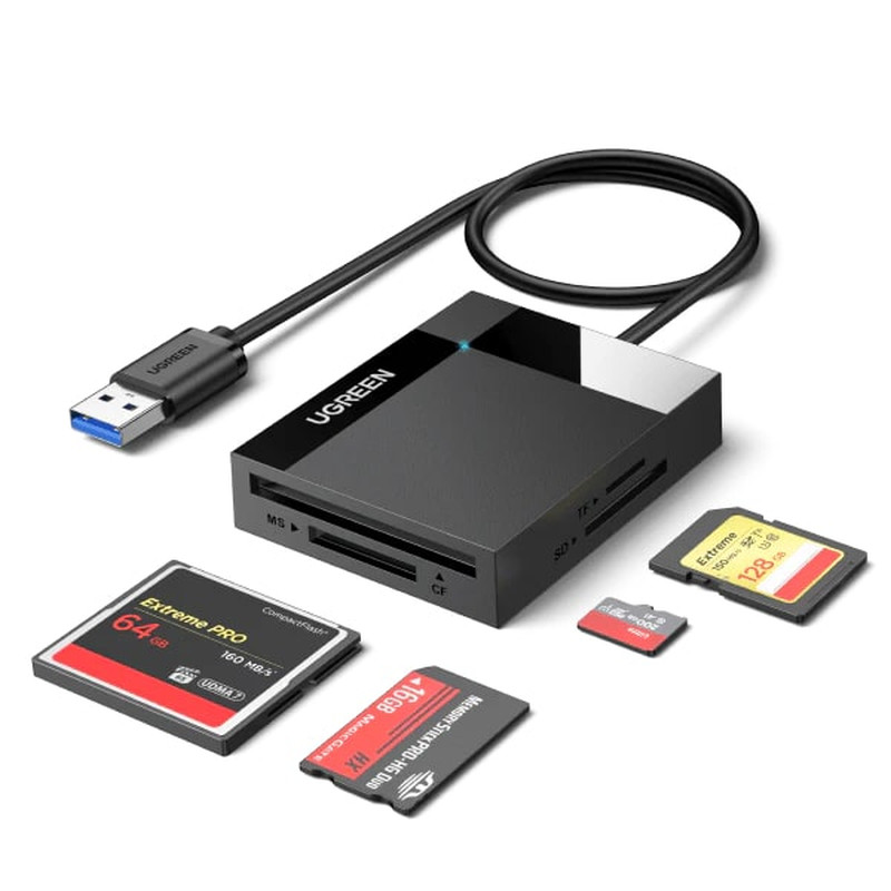 UGREEN čitač TF/SD/CF/MS memorijskih kartica, USB 3.0, crni