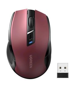 UGREEN MU006 bežični ergonomski miš, bluetooth, 4000 DPI, USB, crveni