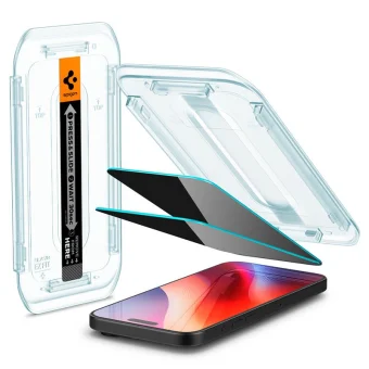 Spigen Glass tR EZ Fit (Privacy) 2 Pack, zaštitno staklo za ekran telefona 2 kom - iPhone 17/16 Pro/17 (AGL07929)
