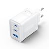 Vention 3-Port USB (C C A) GaN Charger (65W 65W 30W) EU-Plug, White