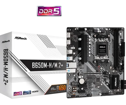 Asrock MB B650M-H/M.2+, S.AM5, 2xDDR5/6400(OC), PCIe 4.0, G-LAN, HDMI/DP, USB-C, mATX