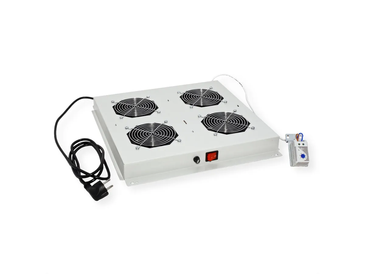 Roline 19" krovni ventilacijski modul s 4 ventilatora i termostatom, sivi