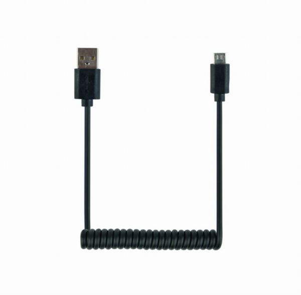 Gembird Coiled Micro-USB cable, 1.8m, black