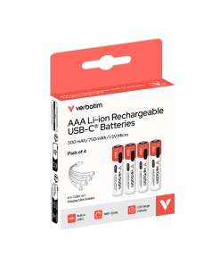Verbatim AAA-LR03 Micro USB-C punjive baterije, 1,5V, 500 mAh (4 komada)