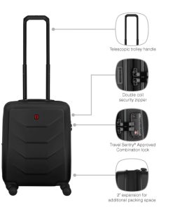 Wenger kofer Prymo Carry-On, 36/43 L, 55×40×20cm, crni