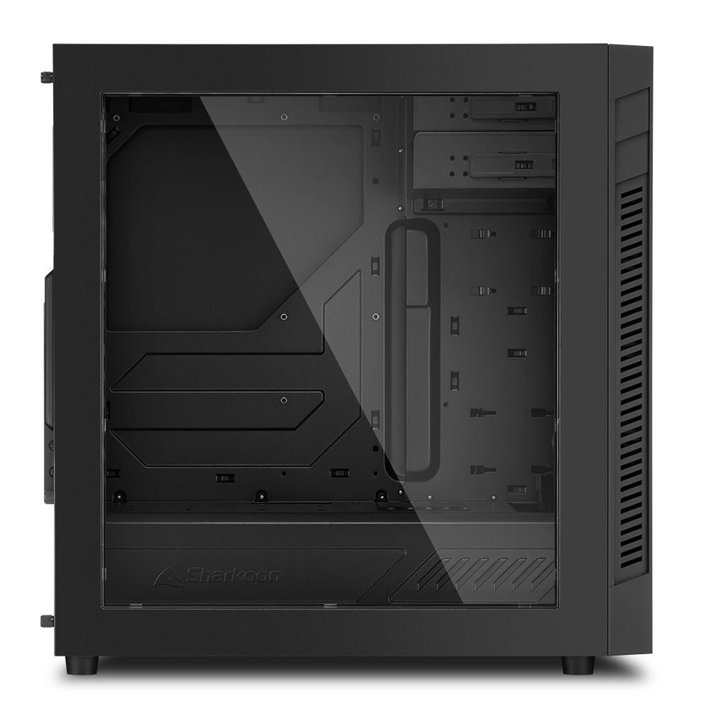 Sharkoon S25-W Midi Tower ATX kućište, prozirna bočna stranica, bez napajanja, plavi LED, crno
