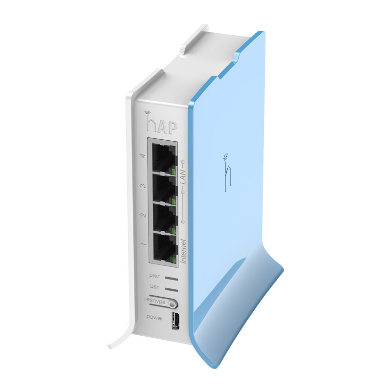 Mikrotik RB941-2nD-TC hAP Lite tower, 650MHz CPU, 32MB RAM, 4×LAN, 2.4Ghz 802.11b/g/n, integrirana antena, RouterOS L4, tower kućište, PSU