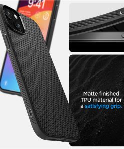 Spigen Liquid Air, zaštitna maska za telefon, mat crna - iPhone 15 (ACS06790)