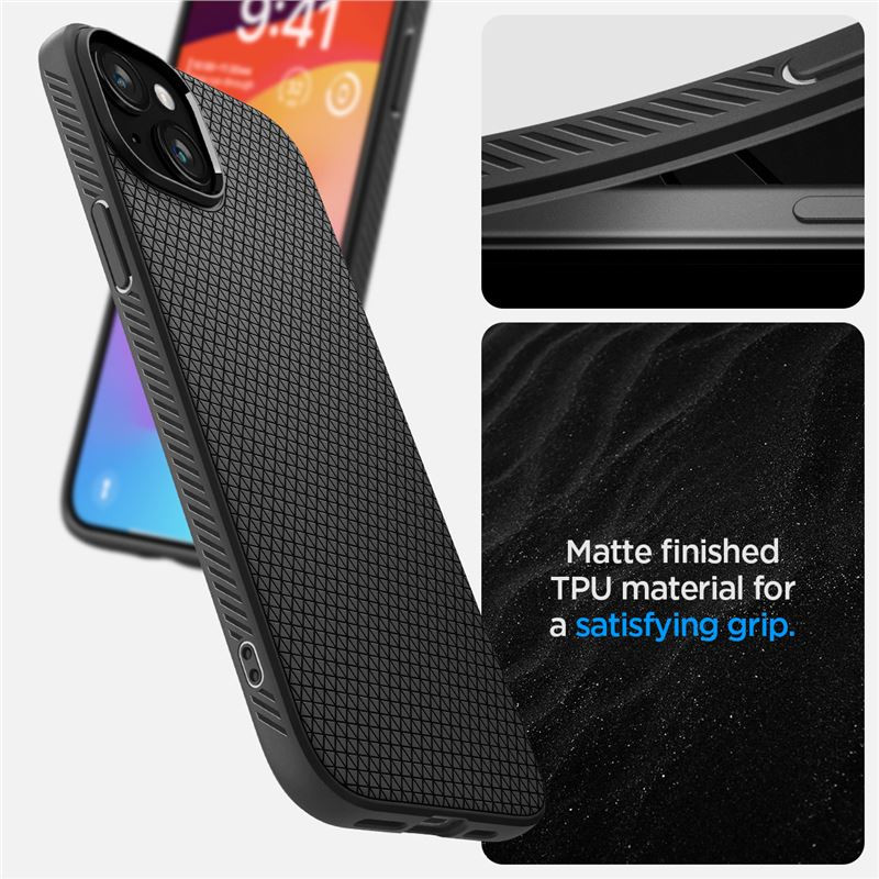 Spigen Liquid Air, zaštitna maska za telefon, mat crna - iPhone 15 (ACS06790)
