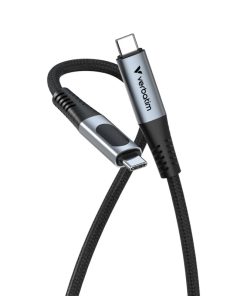 Verbatim Sync & Charge kabel USB C na USB C sa zaslonom, M/M, 100W PD3.0 /QC3.0, crni, 1.2m