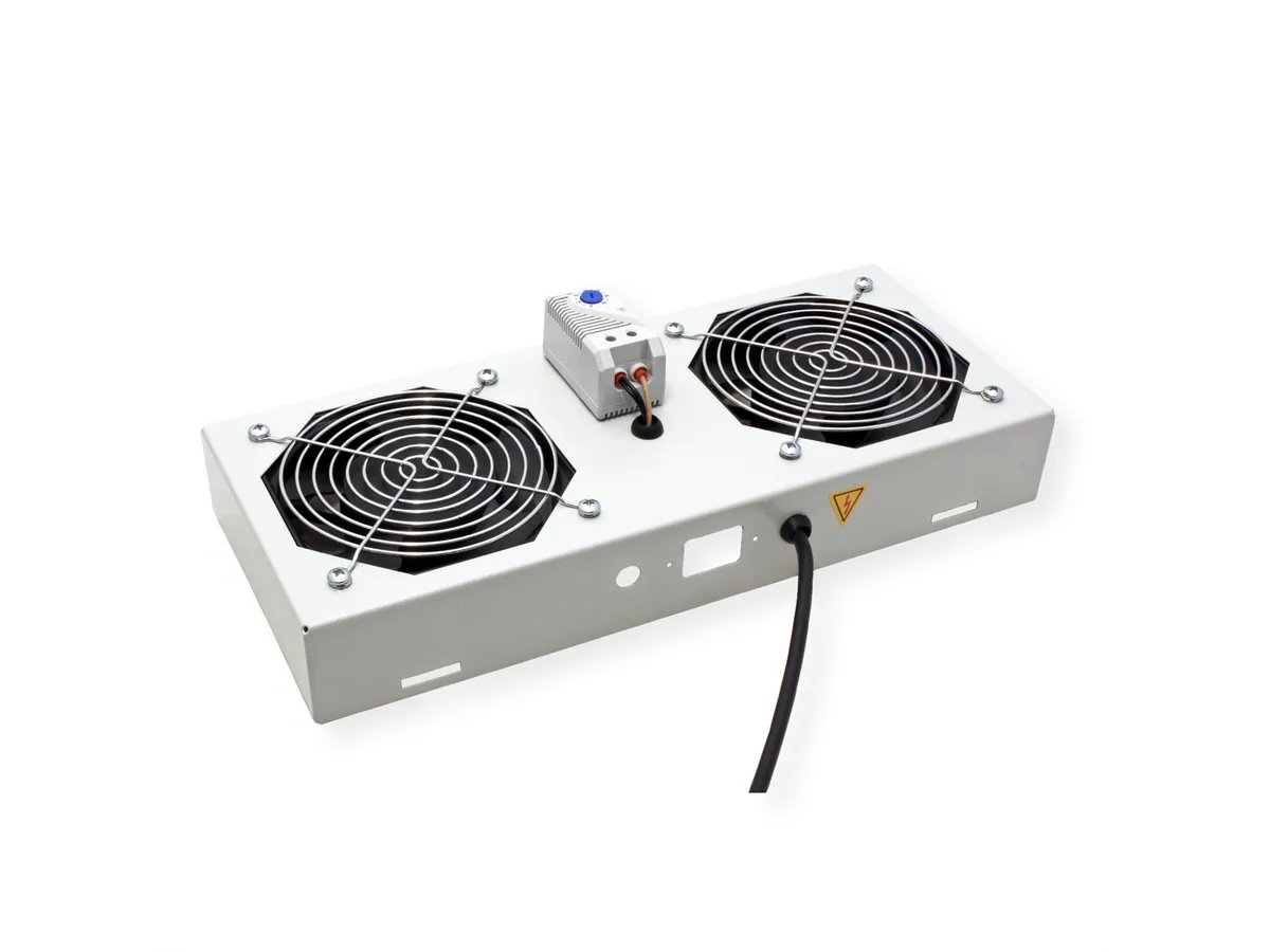 Roline 19" krovni ventilacijski modul s 2 ventilatora i termostatom, sivi