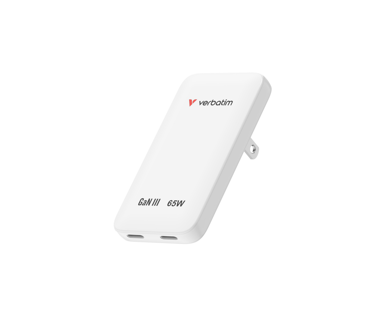 Verbatim Essentials Slim GaN zidni punjač 65 W, 2xUSB-C PD3.0, bijeli
