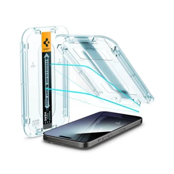 Spigen Glass tR EZ Fit, Transparency, zaštitno staklo za ekran telefona, 2 kom - iPhone 15 Pro (AGL06892)