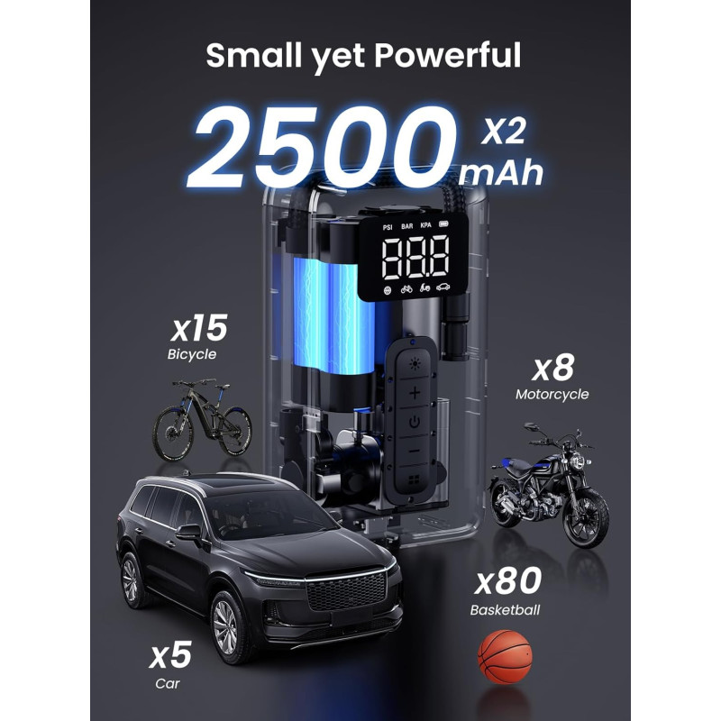 UGREEN CD259 električna zračna pumpa, 2×2500mAh