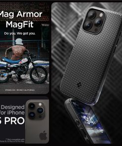 Spigen Mag Armor MagSafe, zaštitna maska za telefon, mat crna - iPhone 15 Pro (ACS06736)