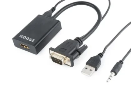 Gembird VGA to HDMI adapter cable, 0,15m, black