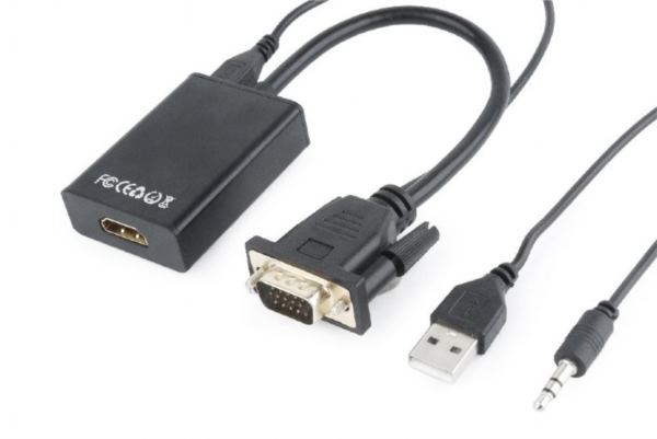Gembird VGA to HDMI adapter cable, 0,15m, black