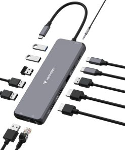 Verbatim USB-C Pro Multiport 13-port Hub, 2×HDMI, 1×DP, 1×RJ45, 3×USB-A 3.2 Gen1, 1×USB-A 3.2 Gen2, 2×USB-A 2.0, 1×Audio, 2×USB-C (PD 100W) CMH-13